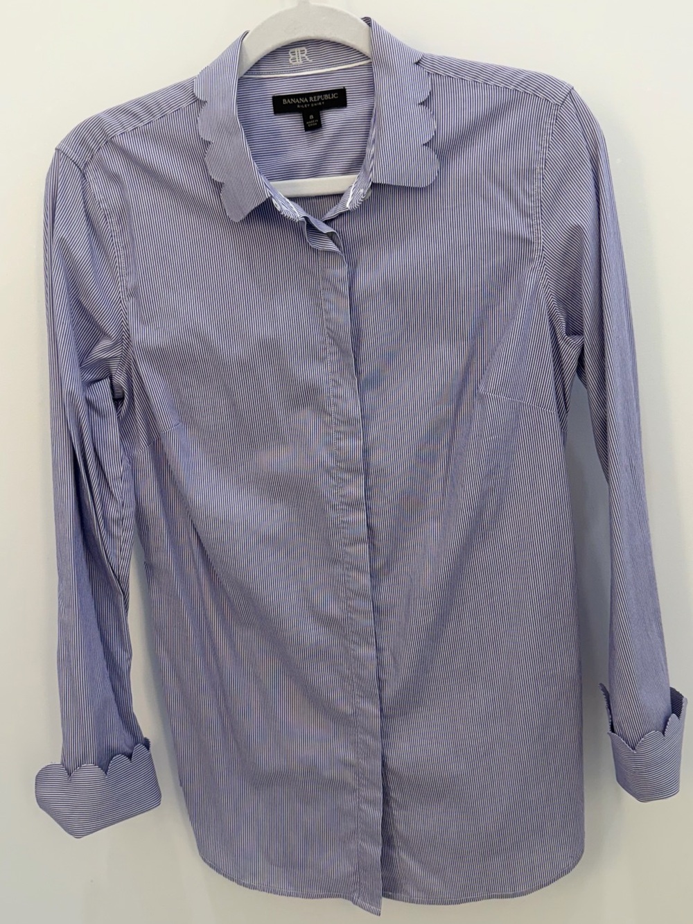 Banana Republic Blue and White Striped Button-Up Shirt